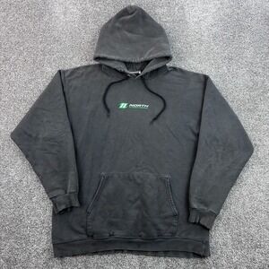 Vintage North Kiteboarding Hoodie Mens Large Black Faded Sweatshirt Surf Skate